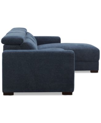 Nevio 3-Pc. Fabric Power Headrest Sectional and Chaise with 1 Power Motion Chair