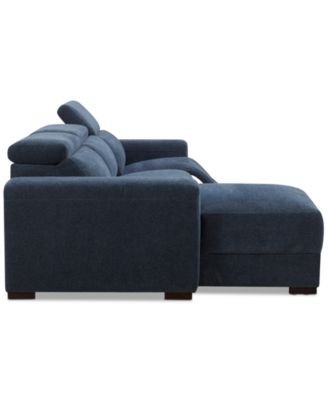 Nevio 3-Pc. Fabric Power Headrest Sectional and Chaise with 1 Power Motion Chair