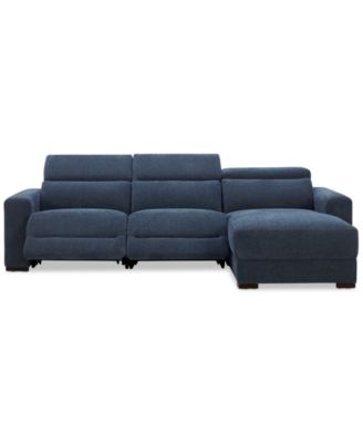 Nevio 3-Pc. Fabric Power Headrest Sectional and Chaise with 2 Power Motion Chairs