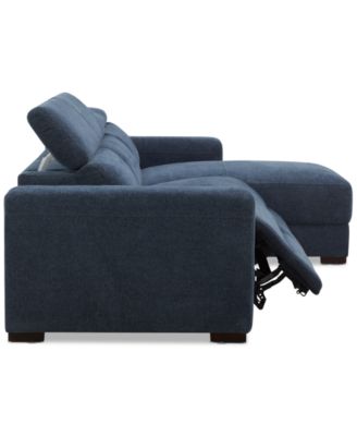 Nevio 3-Pc. Fabric Power Headrest Sectional and Chaise with 2 Power Motion Chairs