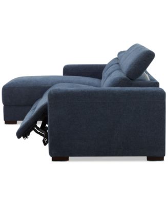 Nevio 3-Pc. Fabric Power Headrest Sectional and Chaise with 2 Power Motion Chairs