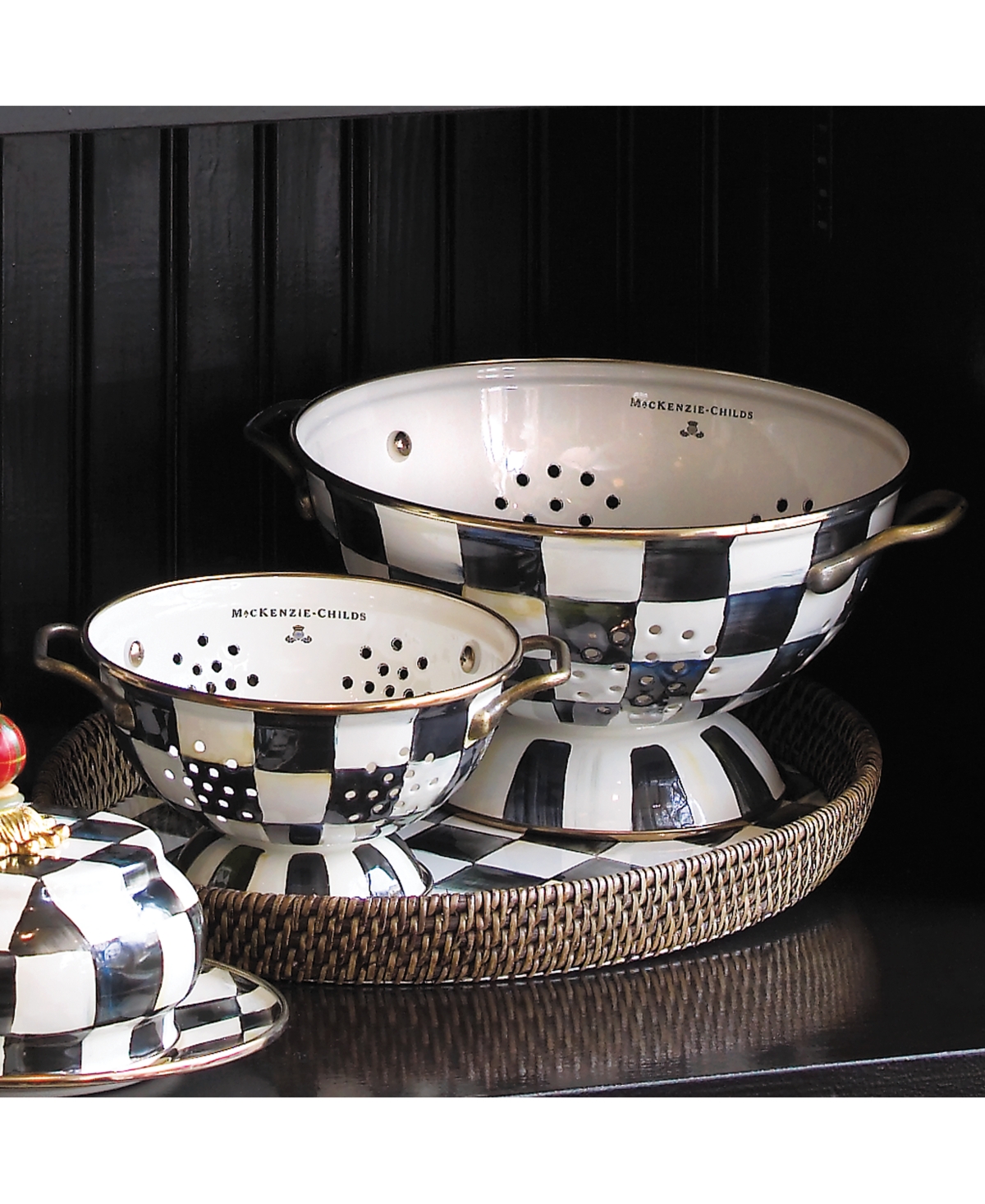MACKENZIE-CHILDS COURTLY CHECK LARGE COLANDER 