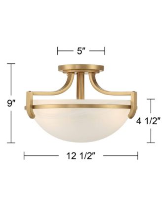 Mallot Modern Ceiling Light Semi Flush Mount Fixture 12 1/2" Wide Soft Gold 2-Light Marbleized Glass Bowl Shade for Bedroom Living Room