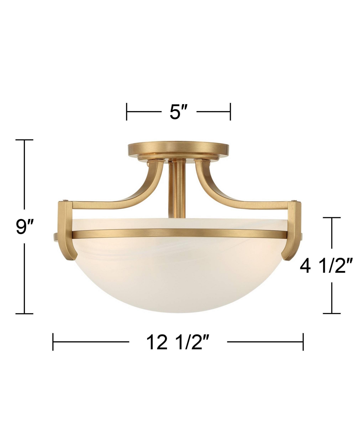 Mallot Modern Ceiling Light Semi Flush-Mount Fixture Wide SoftMetal Marbleized Glass Curving Bowl Shade for Bedroom Kitchen Living Room Hall