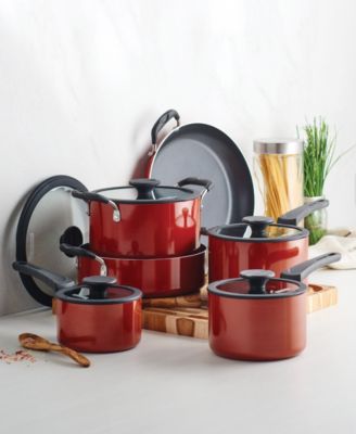 Porcelain Enamel Heavy Gauge Aluminum Non Stick 11 Piece Cookware Set