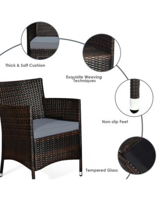 8PCS Patio Rattan Conversation Furniture Set Outdoor w/ Cushion