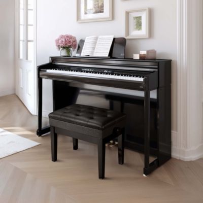 Piano Bench PU Leather Storage Adjustable Height Padded Seat Keyboard