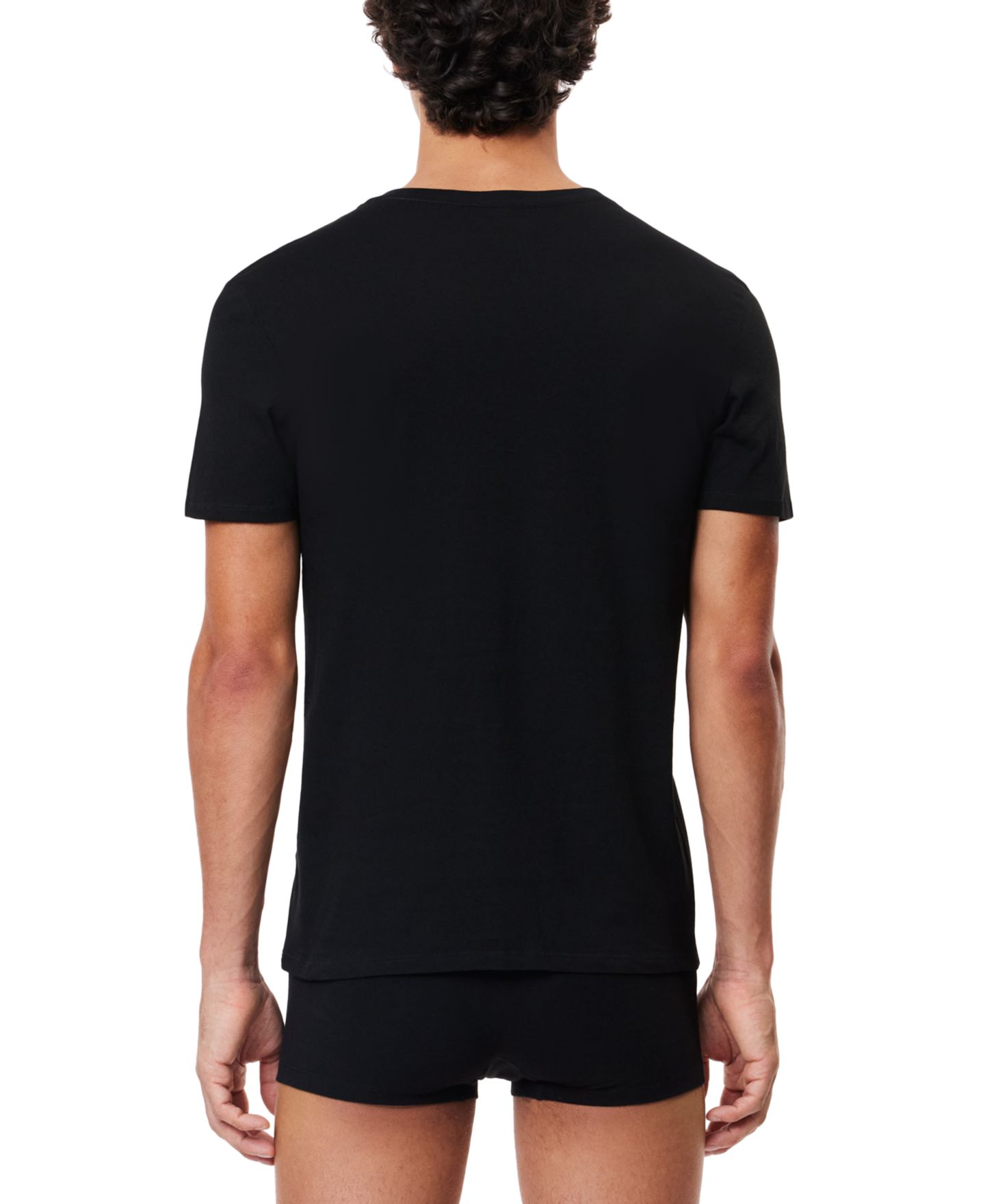 Мужские топы Lacoste Slim-Fit V-Neck Undershirts, 3-Pack, цвет: Чёрный — фото 3