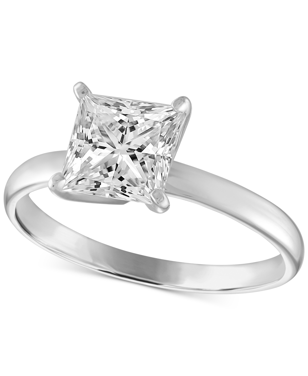 Gia Certified Diamond Princess Solitaire Engagement Ring (1 ct. t.w.) in 14k White Gold - White Gold