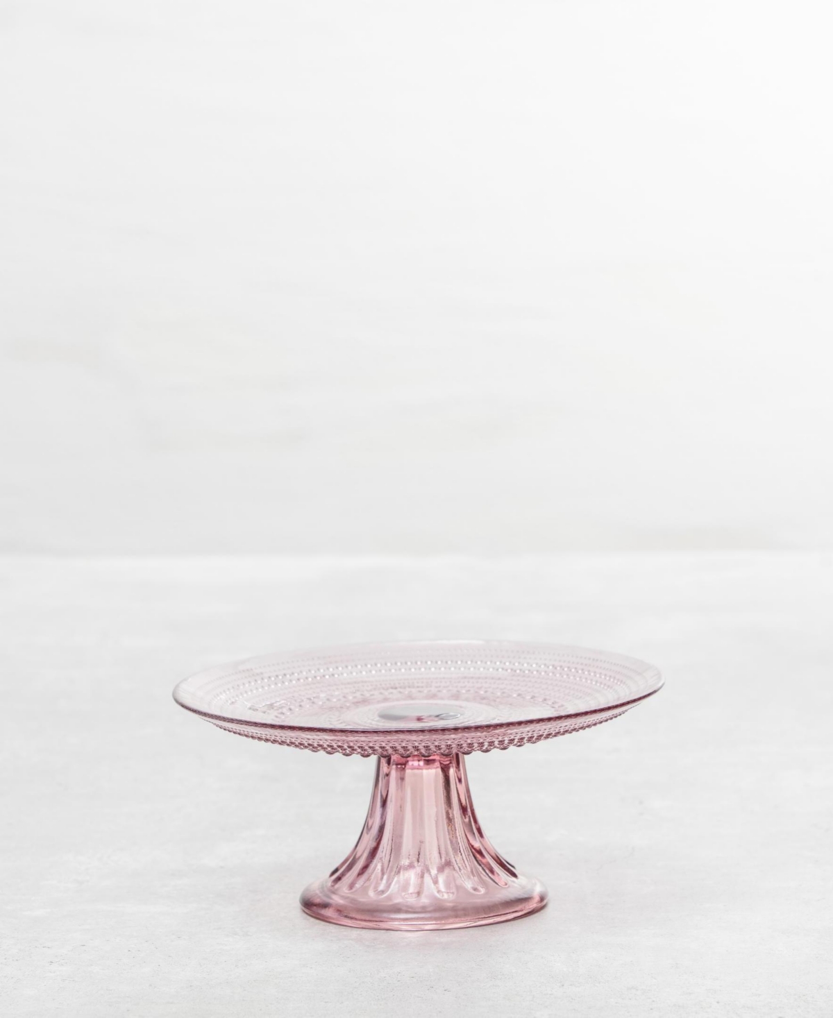 Fortessa Jupiter Glass 8.5in Pink Mini Cake Stand And Dome In Pink