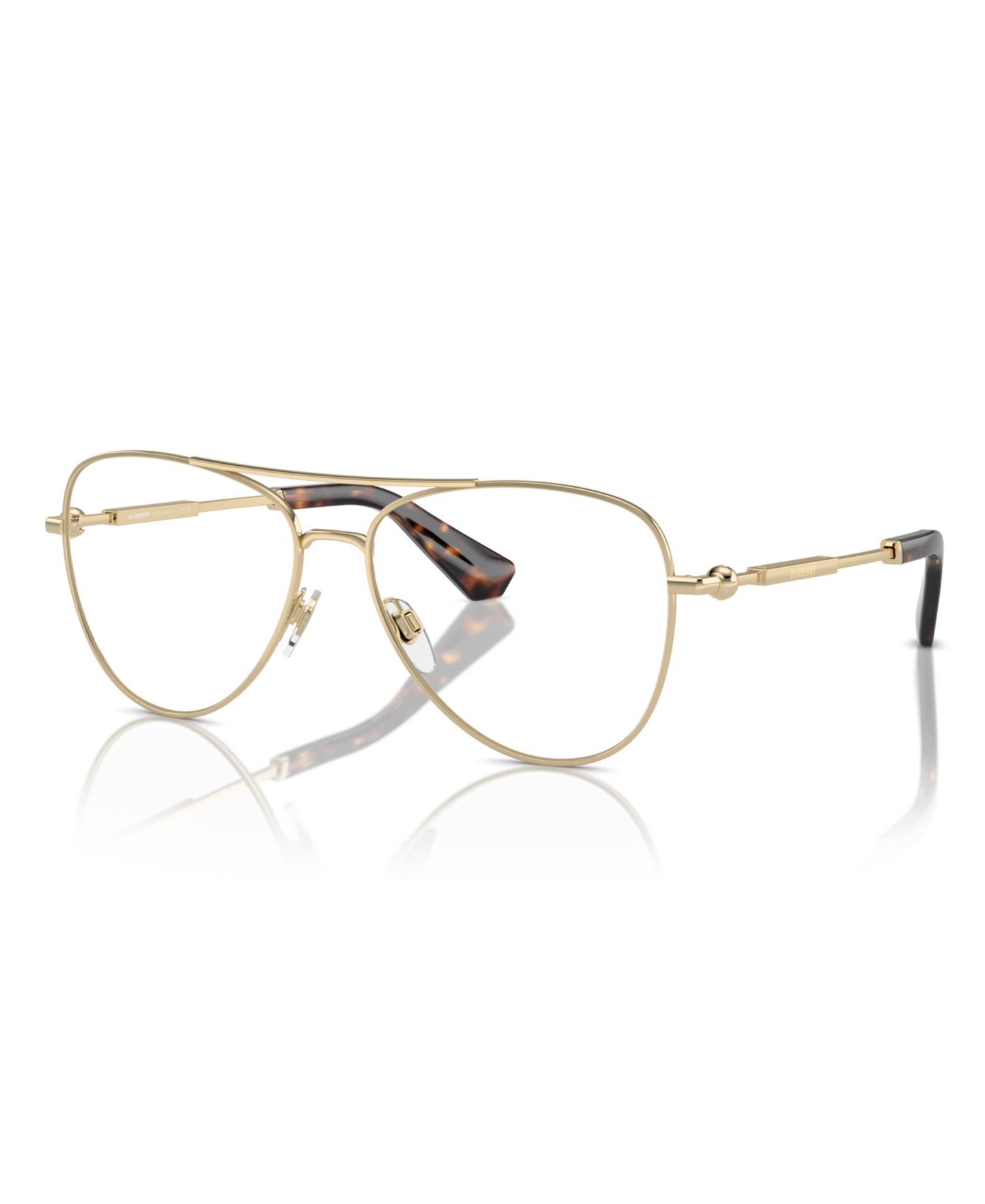 Мужские очки Burberry Man Pilot/Aviator Metal BE1386 Eyeglasses, цвет: Светлый золотой — фото 1