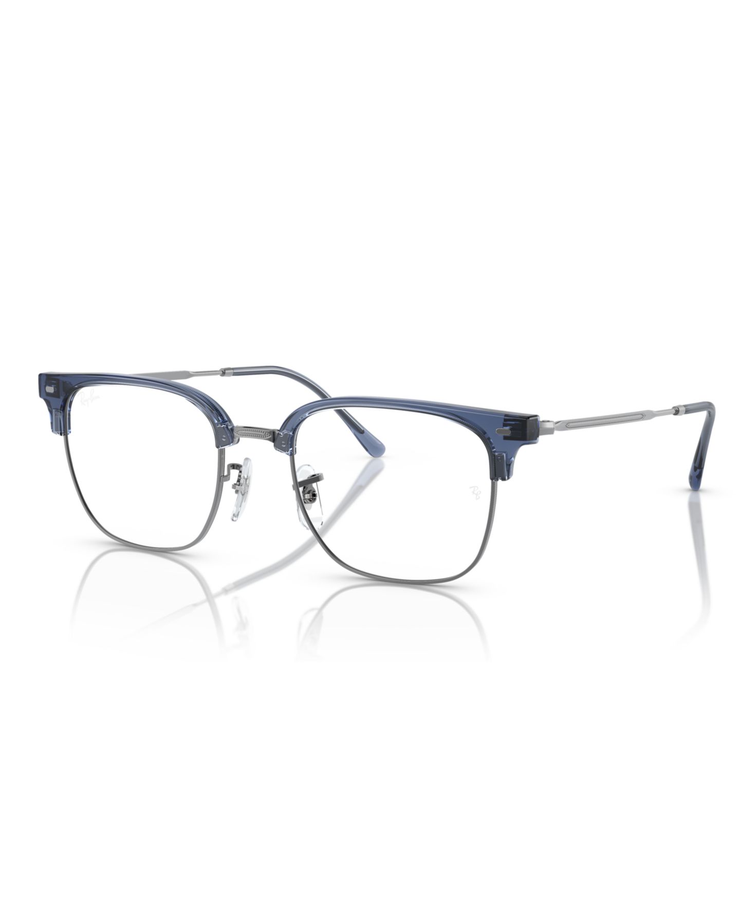 Очки Ray-Ban Unisex Square Plastic RB7216 New Clubmaster Optics Eyeglasses, цвет: Прозрачный синий графитовый — фото 1
