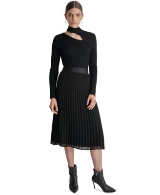 DKNY - Women's Ribbed Cutout Mock Neck Sweater
