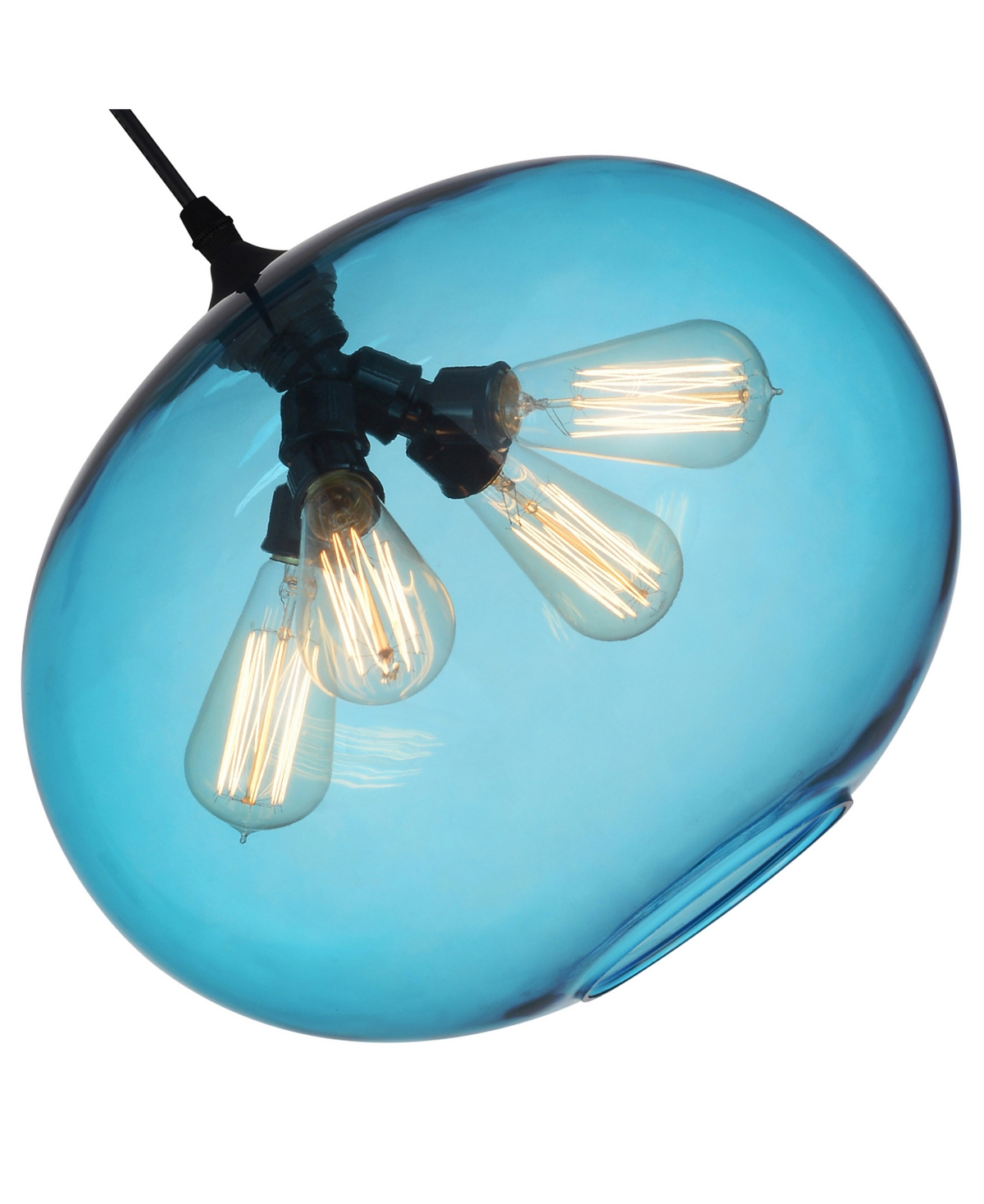 Cwi Lighting Glass 4 Light Down Pendant In Black