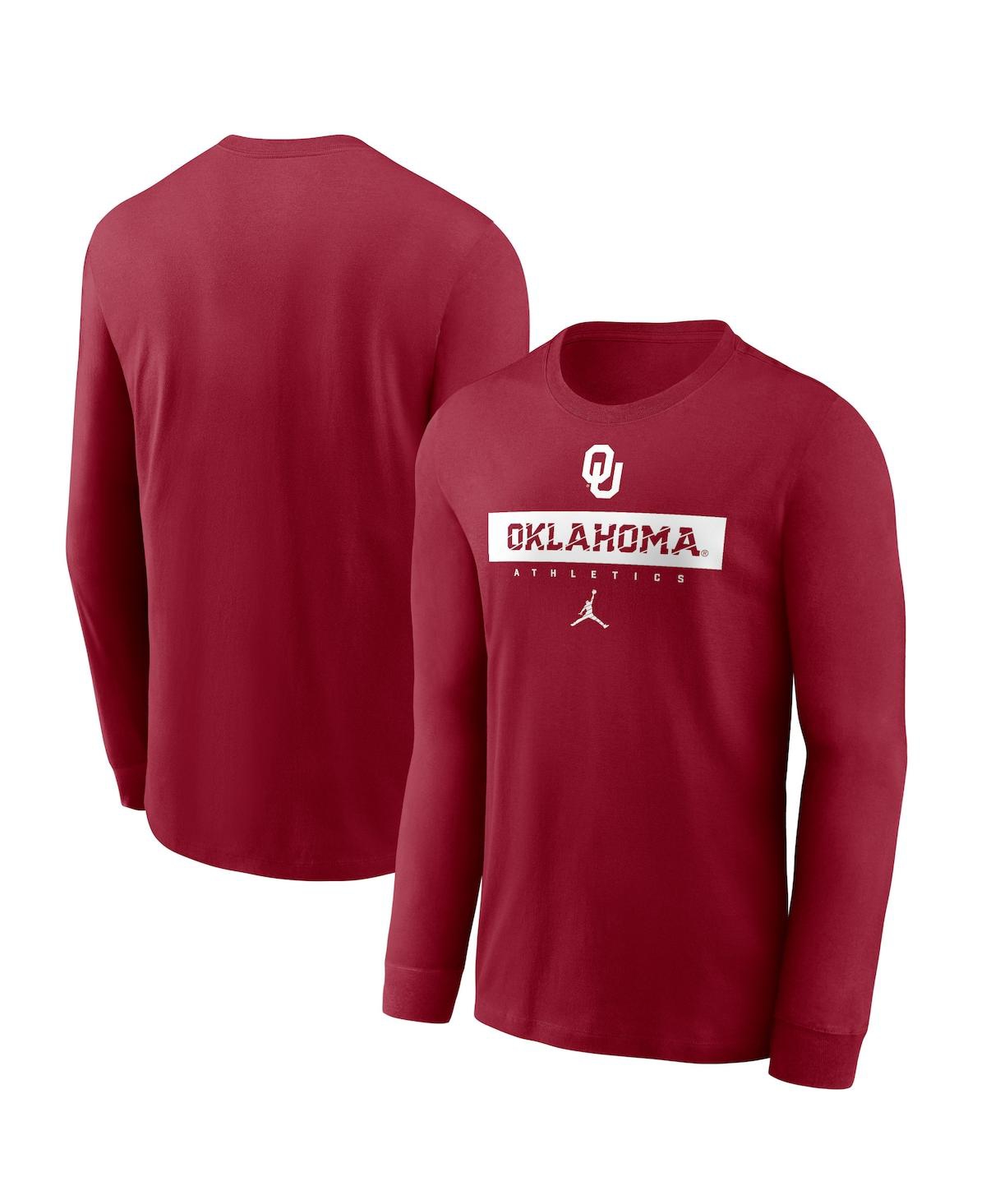 Men's Crimson Oklahoma Sooners 2024 Sideline Legend Performance Long Sleeve T-Shirt - Crimson
