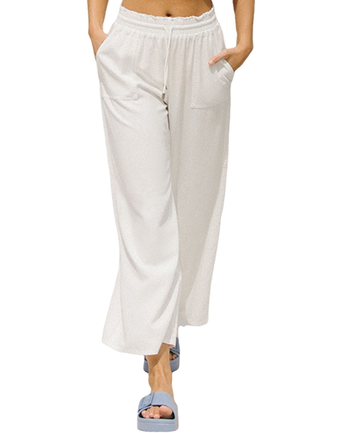 Cupshe Women's Black Elastic Waist Straight Leg Cover-Up Pants