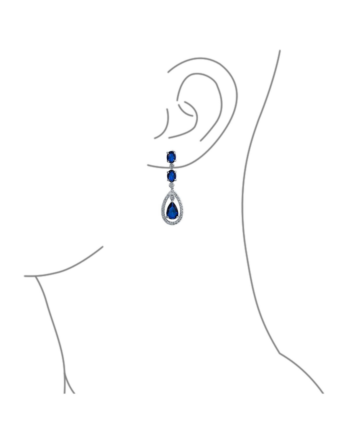 Bling Jewelry Fashion Art Deco Style RoyalCubic Zirconia Halo Teardrop Cz Statement Dangle Chandelier Earrings For Women Party - Blue