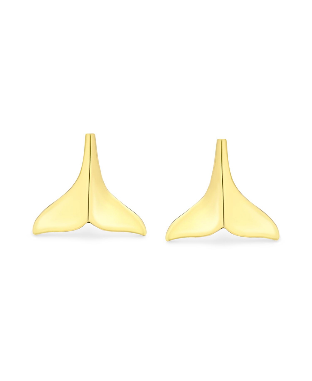 Bling Jewelry Hawaiian Nautical Sea Lover Vacation Honeymoon Mermaid Fin Ocean Marine Life Whale Tail Stud Earrings For Women Sterling Silver Yellow G
