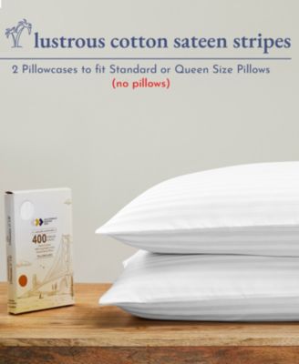 Standard / Queen Size Striped Pillowcase Set - 400 Thread Count, 100% Cotton Sateen, Set of 2 Pillow Covers, Soft and Cooling