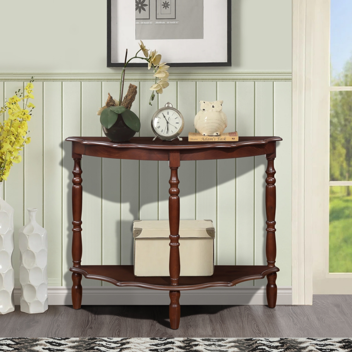 Streamdale Furniture Rustic Console Table Sturdy Pine Wood, Unique Design, Open Shelf Storage