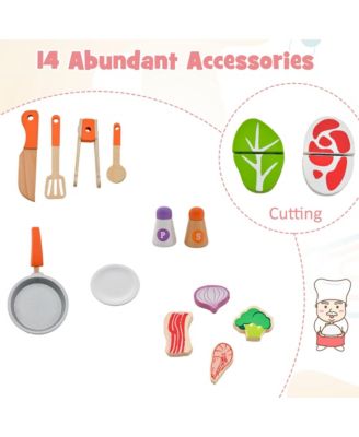 2 in 1 Kids Play Kitchen & Restaurant Double-Sided Pretend Playset with Canopy