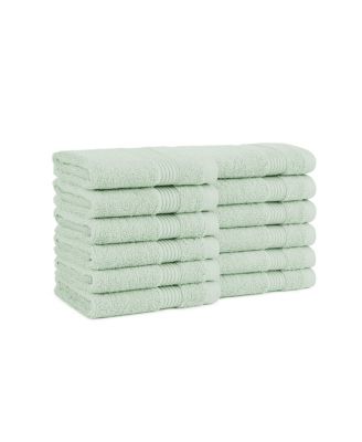 600 GSM Ringspun Cotton Washcloths, 12-Pack, 13" x 13" with Striped Dobby Border