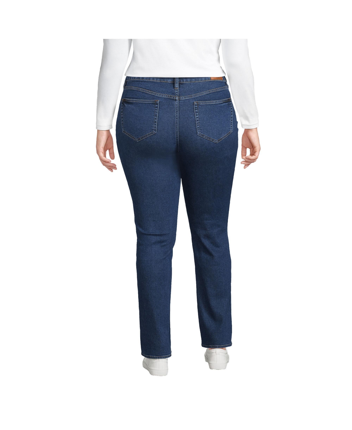 Lands' End Women's Mid Rise Straight Leg Blue Jeans