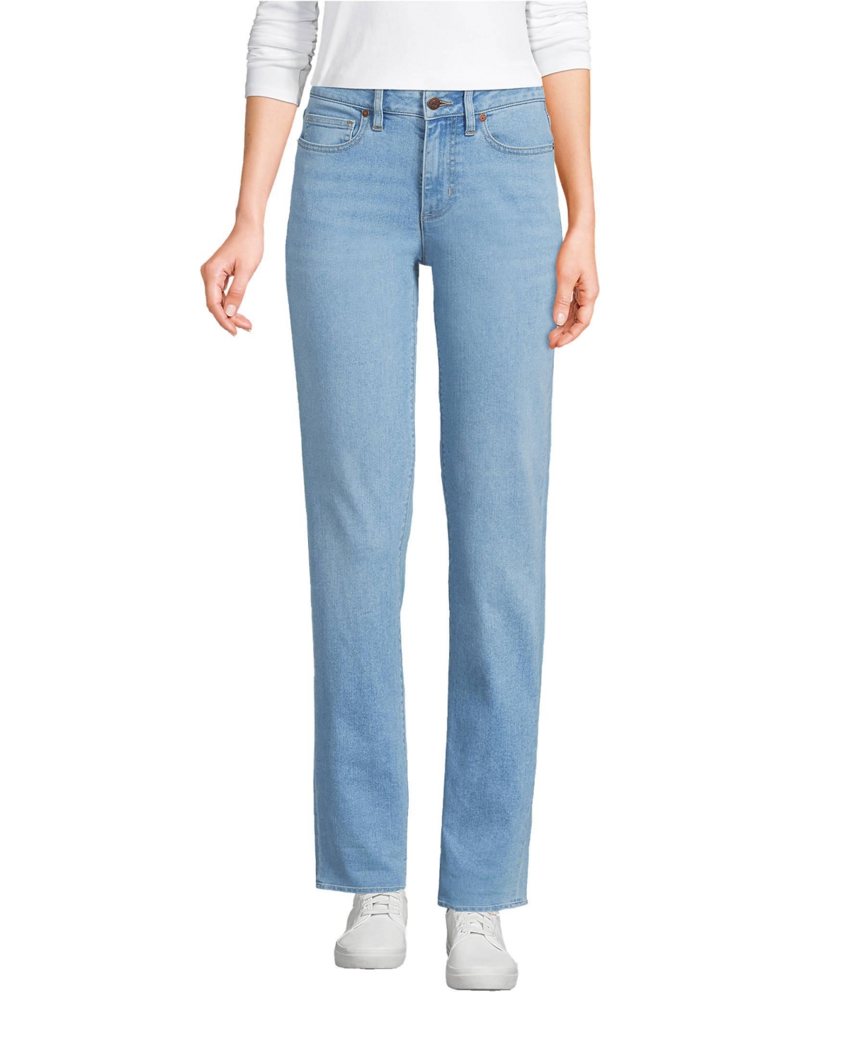 Lands' End Women's Recover Mid Rise Boyfriend Blue Jeans