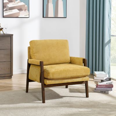 Streamdale Mid-Century Modern Velvet Accent Armchair, Yellow