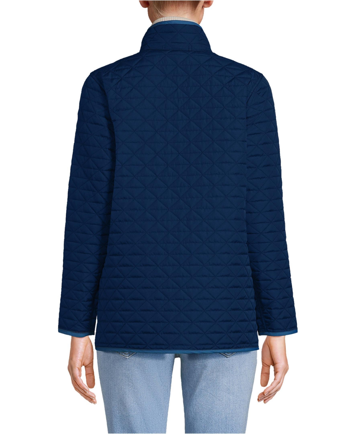 Lands' End Women's Petite Insulated Reversible Barn Jacket -blue check