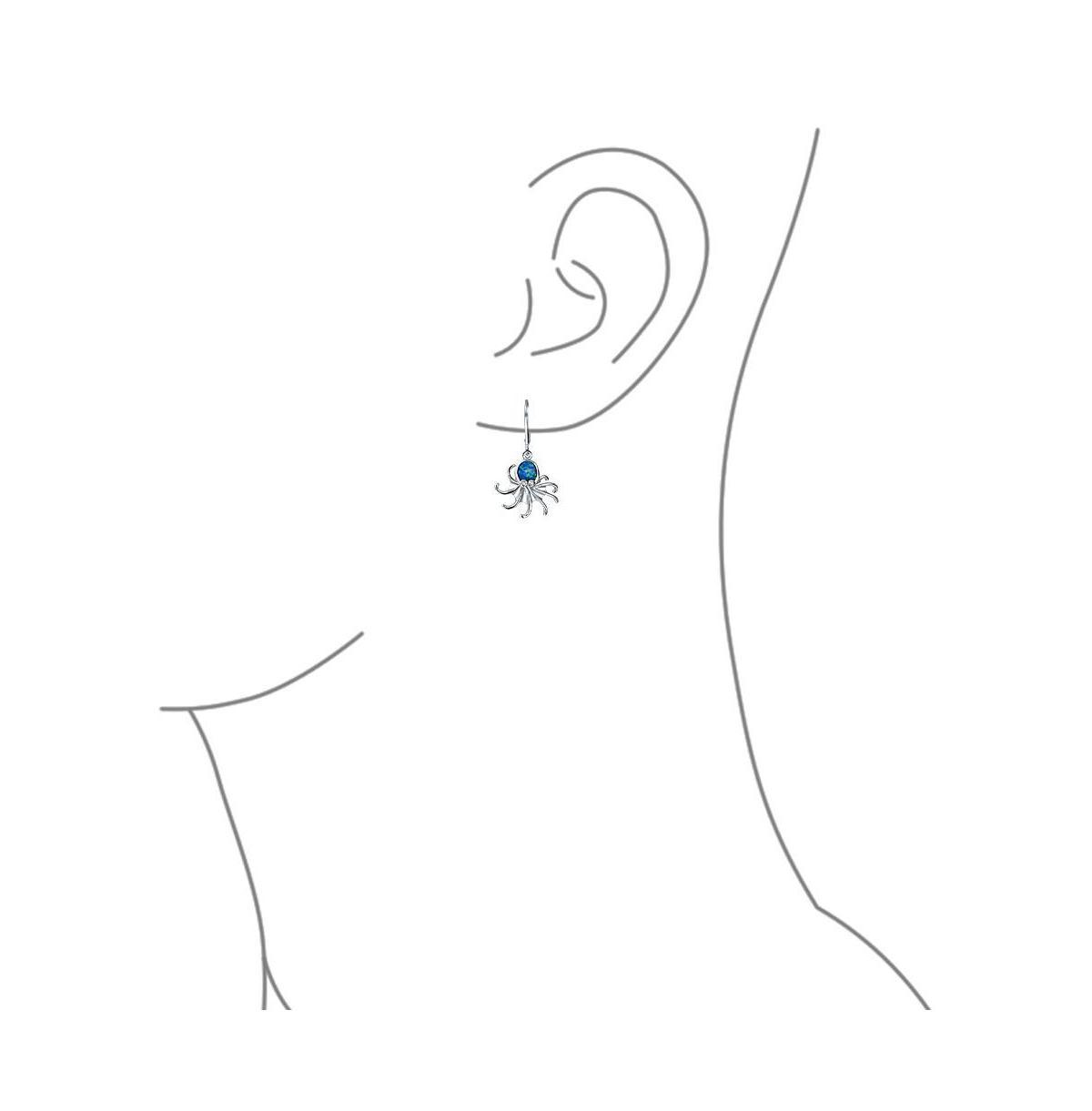 Bling Jewelry Nautical SyntheticOpal Marine Life Lever back Octopus Dangle Earrings For Women For Sterling Silver - Blue