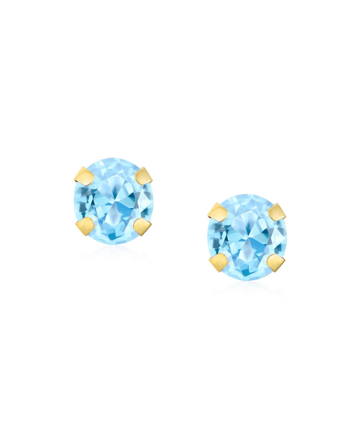 Bling Jewelry 1.4CT Round Naturalmarine Stud Earrings For Women 14K Yellow Golds 6MM