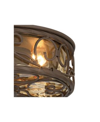 Casa Seville Rustic Farmhouse Flush Mount Outdoor Ceiling Light Fixture Dark Walnut 4 1/2" Champagne Water Glass for Post Exterior