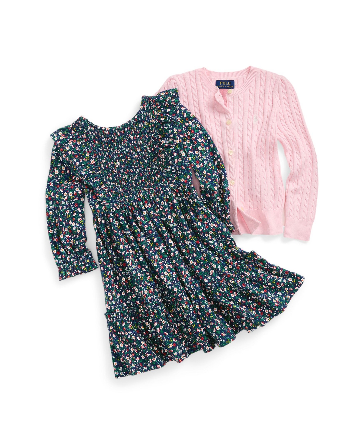 Polo Ralph Lauren Toddler and Little Girls Floral Smocked Cotton Jersey Dress - NAVY PP C7998