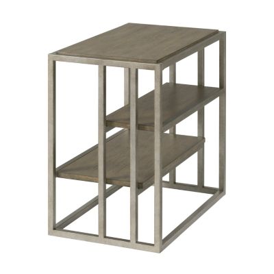 Metal Frame Wood Living Room Chairside Table with Shelf