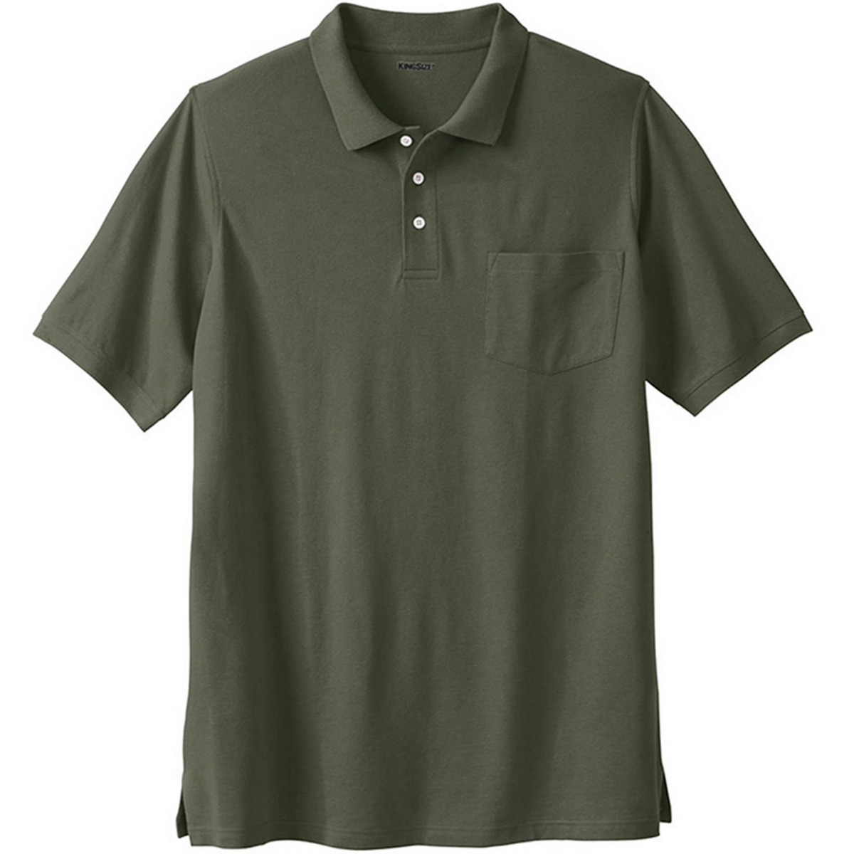 Big & Tall by KingSize Longer-Length Shrink-Less Pique Polo - Deep olive