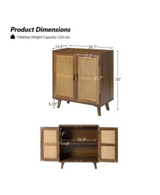 Accent Storage Rattan Cabinet  Cupboard Console Table for Dining Room