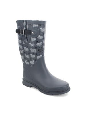 Womens Black Sheep Faux Fur Tall Rain Boot