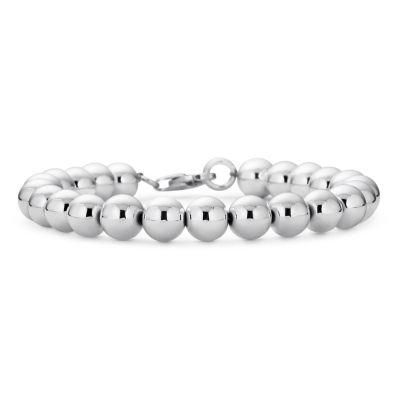 Simple Plain Hand Strung Polish Round Light Weight Sterling Silver Bead 4MM Ball Strand Bracelet  8 Inch