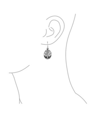 Small Round Circle Family Tree Dangle Earrings Sterling Silver Nature