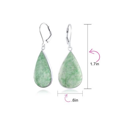 Large Iridescent Shell Stone Pear Shaped Teardrop Dangle Lever back Earrings Sterling Silver