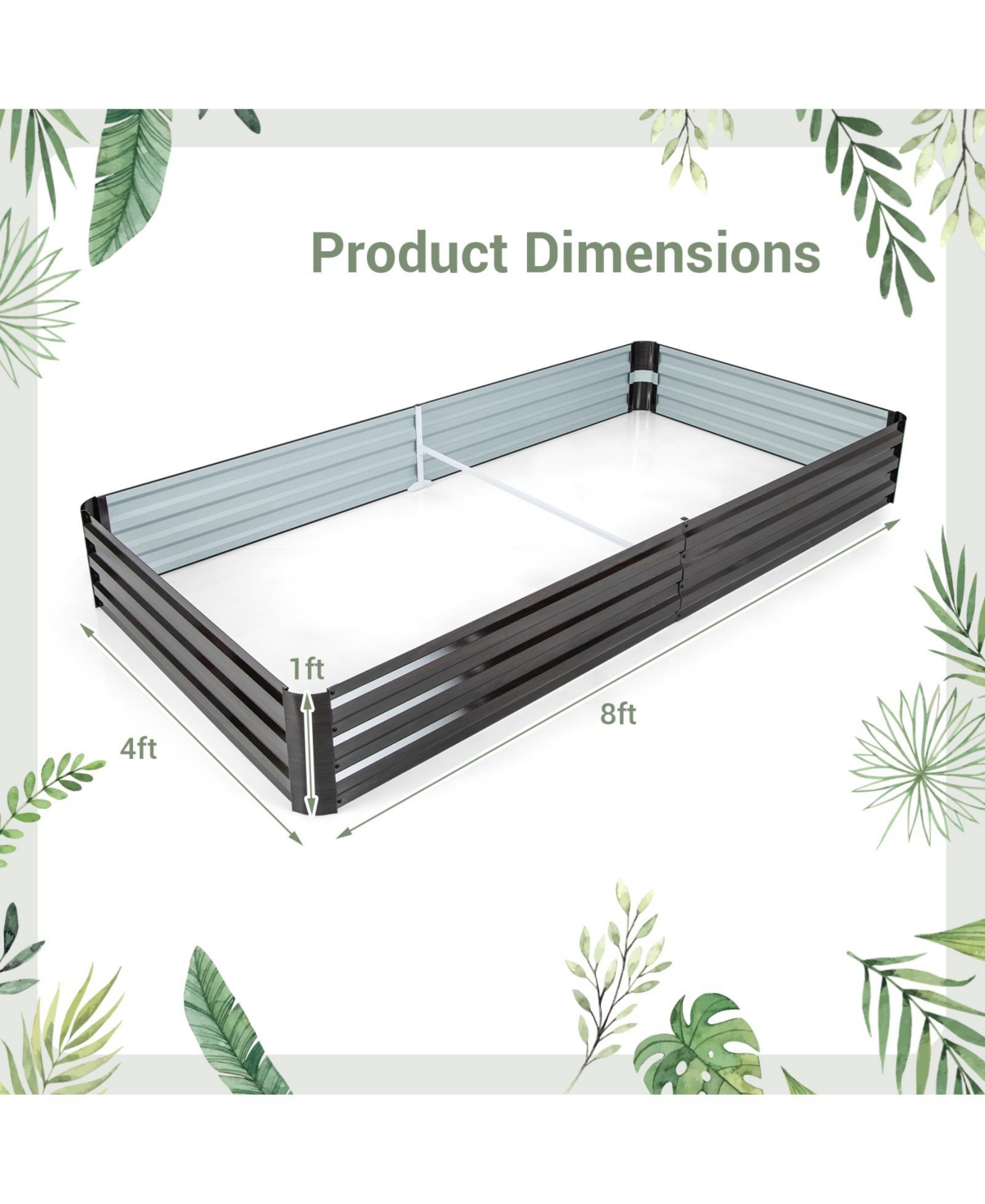 Slickblue Large Outdoor Metal Planter Box for Vegetable Fruit Herb Flower- Coffee