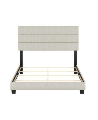 Ravenna Upholstered Linen Adjustable Height Headboard Platform Bed Frame