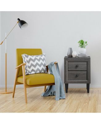 Multipurpose Retro Bedside Nightstand with 2 Drawers