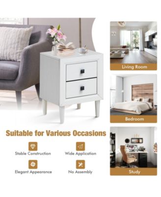 Multipurpose Retro Bedside Nightstand with 2 Drawers