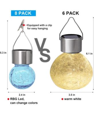Solar Hanging Lights: Multi-Color, Outdoor - 8 Pack