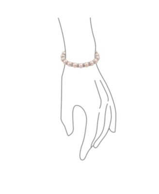 Set of 3 Light Pink Simulated Pearl Stretch Bracelets with Crystal Spacers