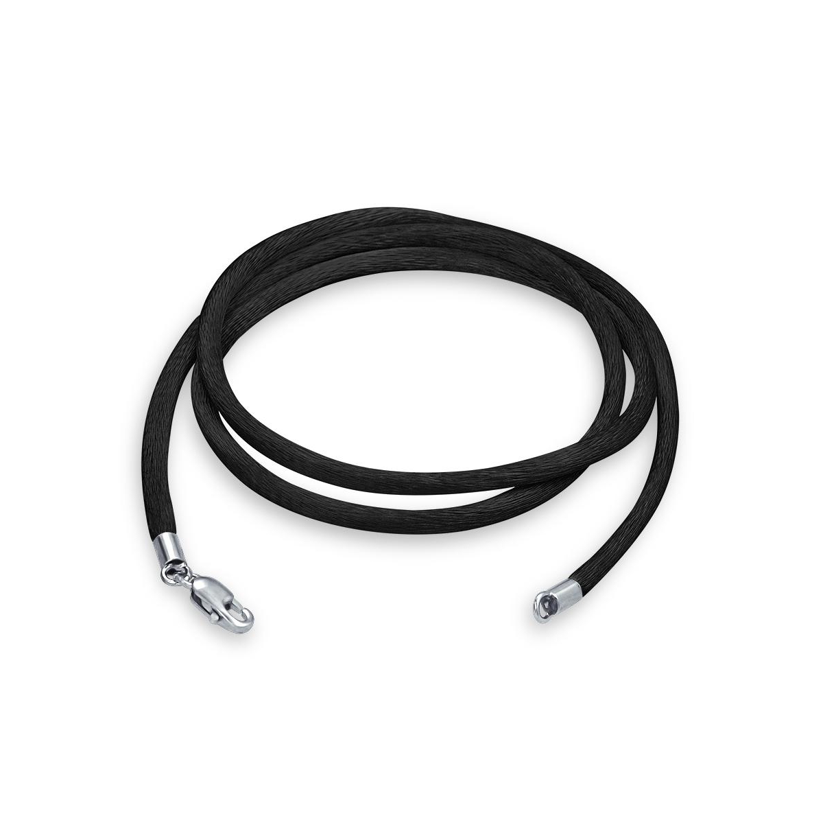 Bling Jewelry Set of Three Satin Black Silk Cord Necklace for Pendant Layering 14-24 Inch - Black 16, 20, 30