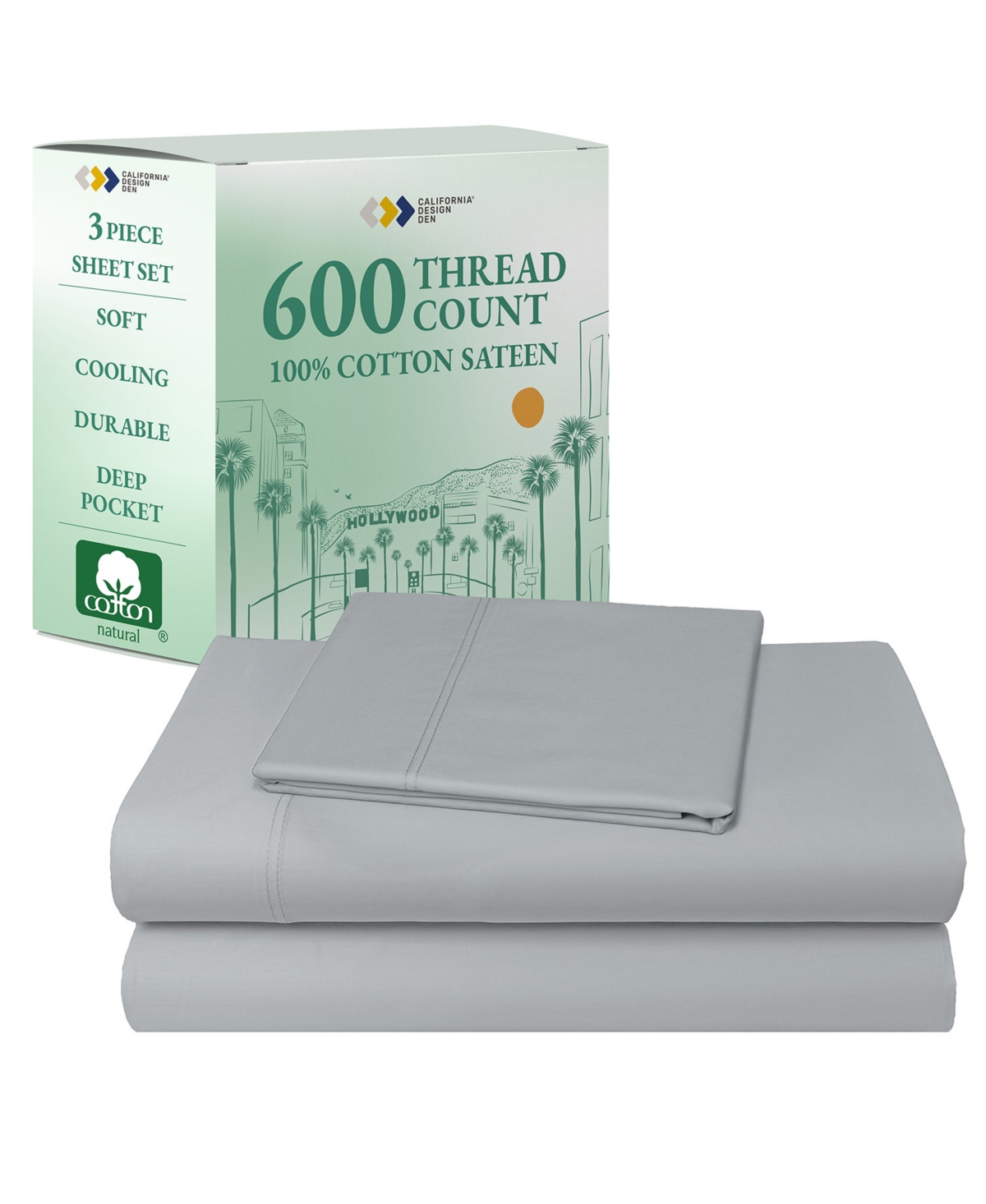 California Design Den 5-Star Luxury 100% Cotton Sheet Set Xl - 600 Thread Count Sateen, Soft & Crisp Bed Sheets