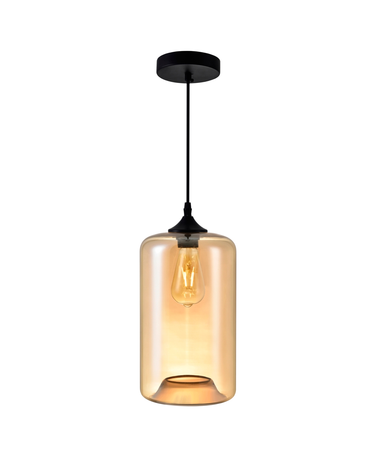 Shop Cwi Lighting Glass 1 Light Down Mini Pendant In Black